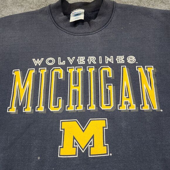 Pro Player Navy and Yellow Michigan Wolverines Sweatshirt - Picture 4 of 14